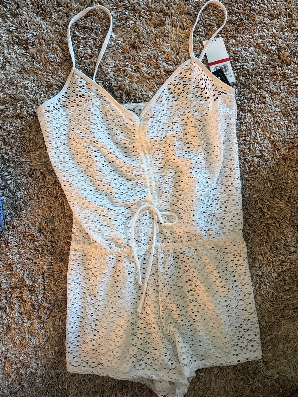 NWT Salt + Cove White Swim Coverup Romper with Tie Waist Sz XS - Picture 2 of 7